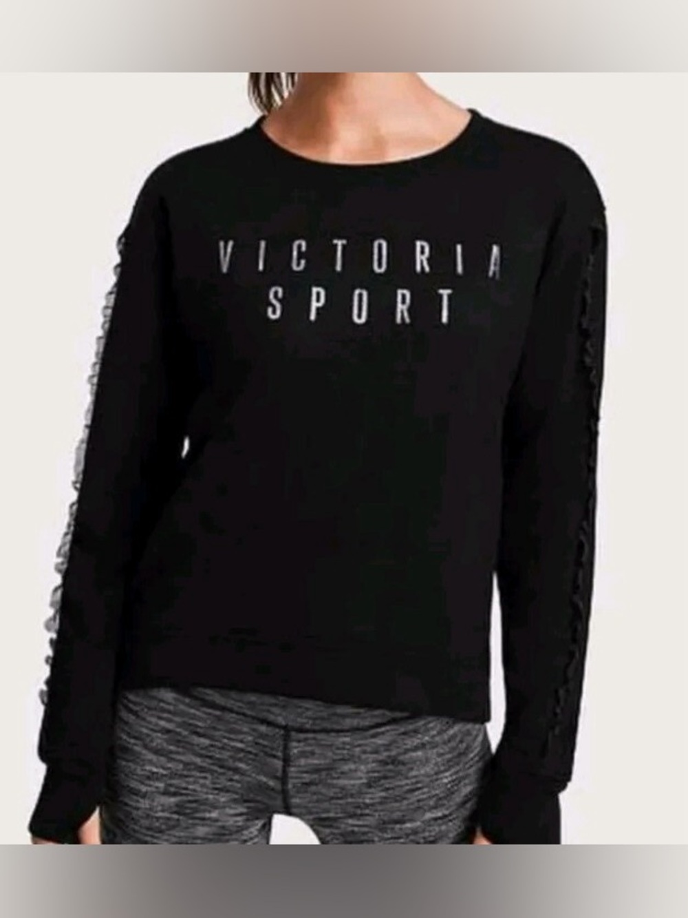 Victoria's Secret Sport Ruffle Sleeve Sweatshirt with Thumb holes